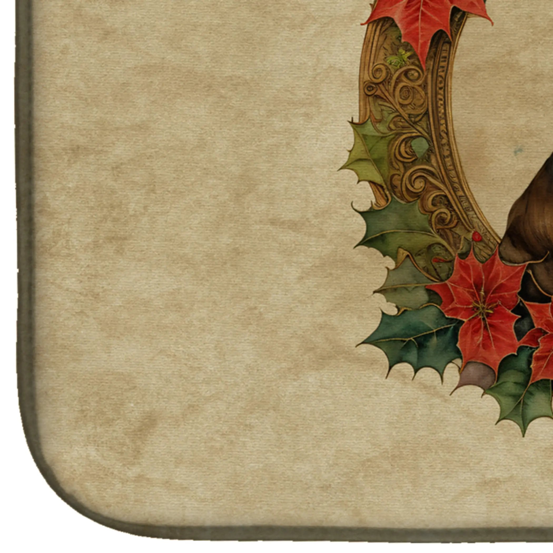 Border Terrier Christmas Flowers Dish Drying Mat Caroline's Treasures