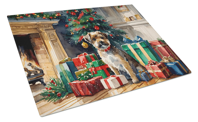 Border Terrier Cozy Christmas Glass Cutting Board Caroline's Treasures