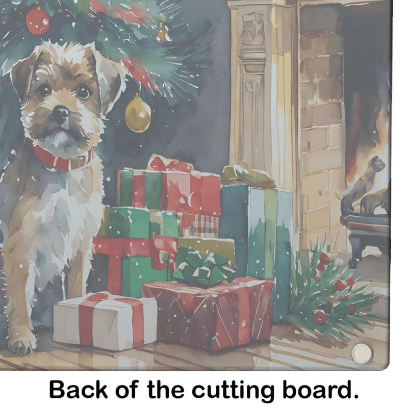 Border Terrier Cozy Christmas Glass Cutting Board Caroline's Treasures