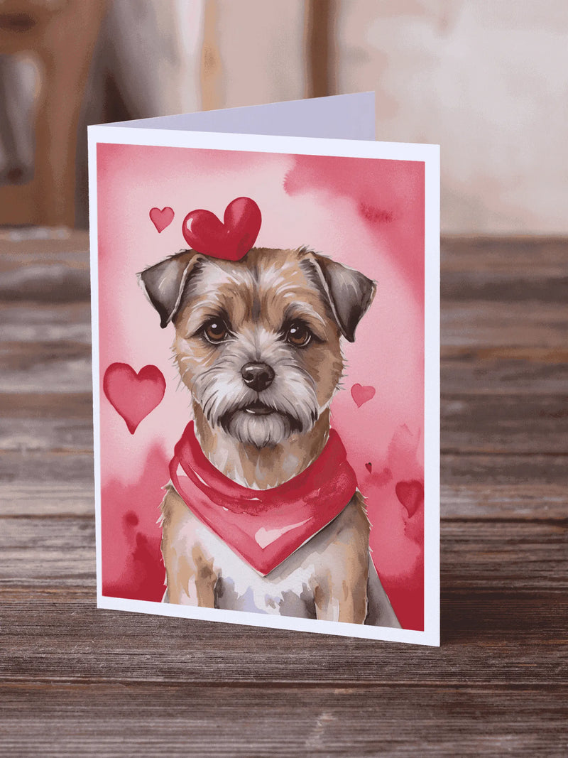 Border Terrier My Valentine Greeting Cards Pack of 8 Caroline's Treasures