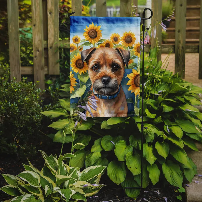 Border Terrier in Sunflowers Garden Flag Caroline's Treasures