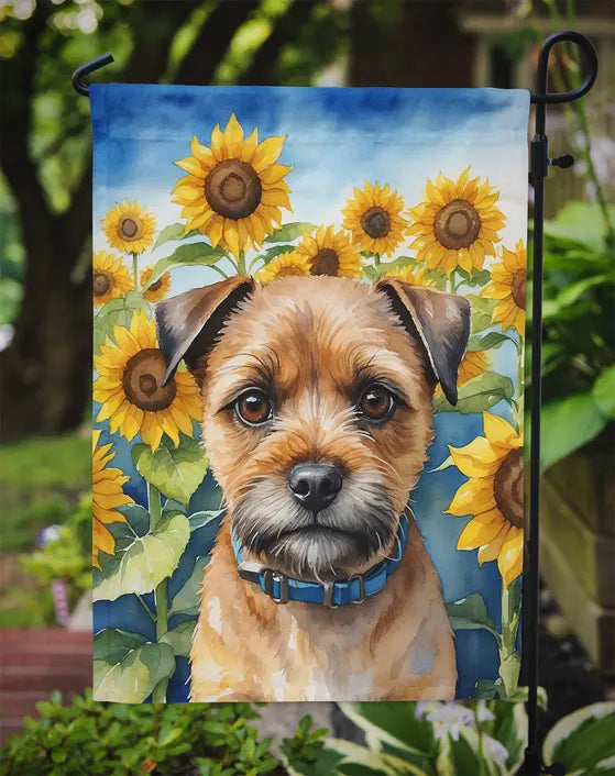 Border Terrier in Sunflowers Garden Flag Caroline's Treasures