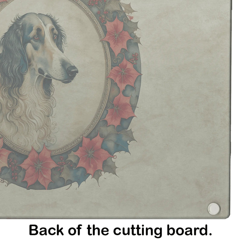 Borzoi Christmas Flowers Glass Cutting Board Caroline's Treasures