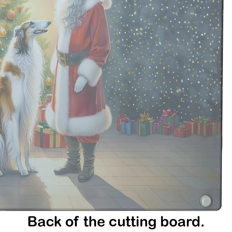 Borzoi and Santa Claus Glass Cutting Board Caroline's Treasures