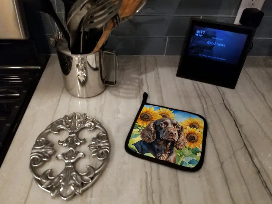 Borzoi in Sunflowers Pair of Pot Holders Caroline's Treasures