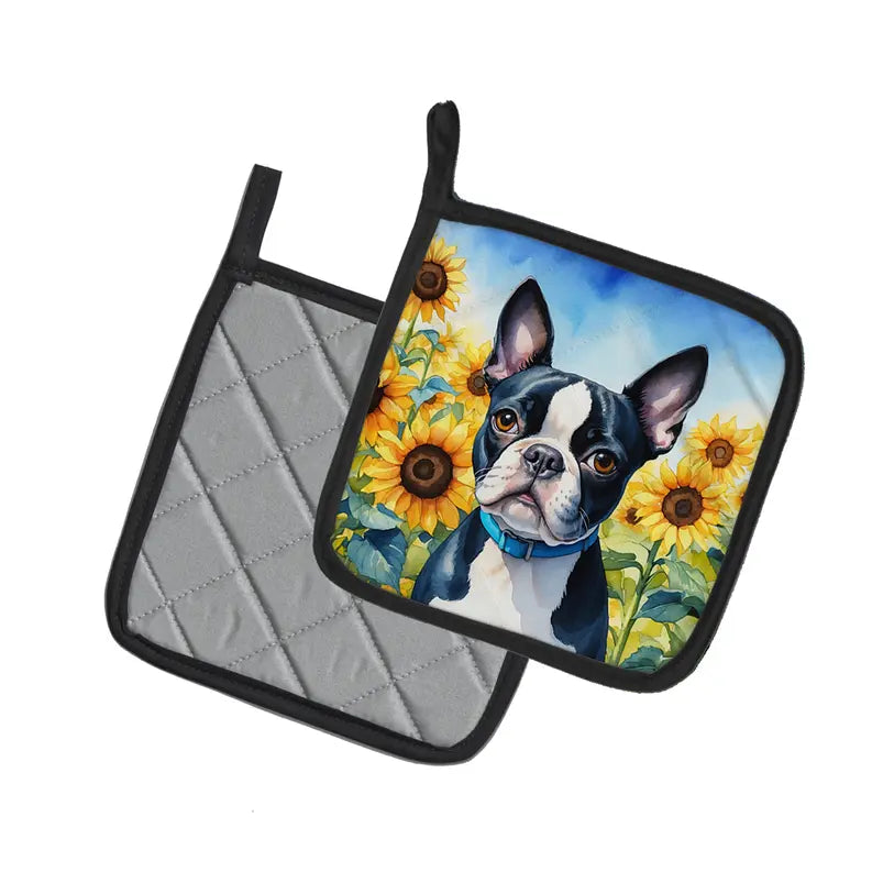Borzoi in Sunflowers Pair of Pot Holders Caroline's Treasures