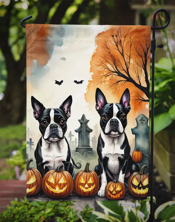 Boston Terrier Spooky Halloween Garden Flag Caroline's Treasures