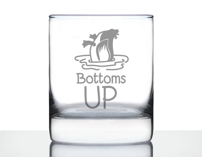 Bottoms Up Whiskey Rocks Glass - Funny Duck Gifts and Decor Bevvee