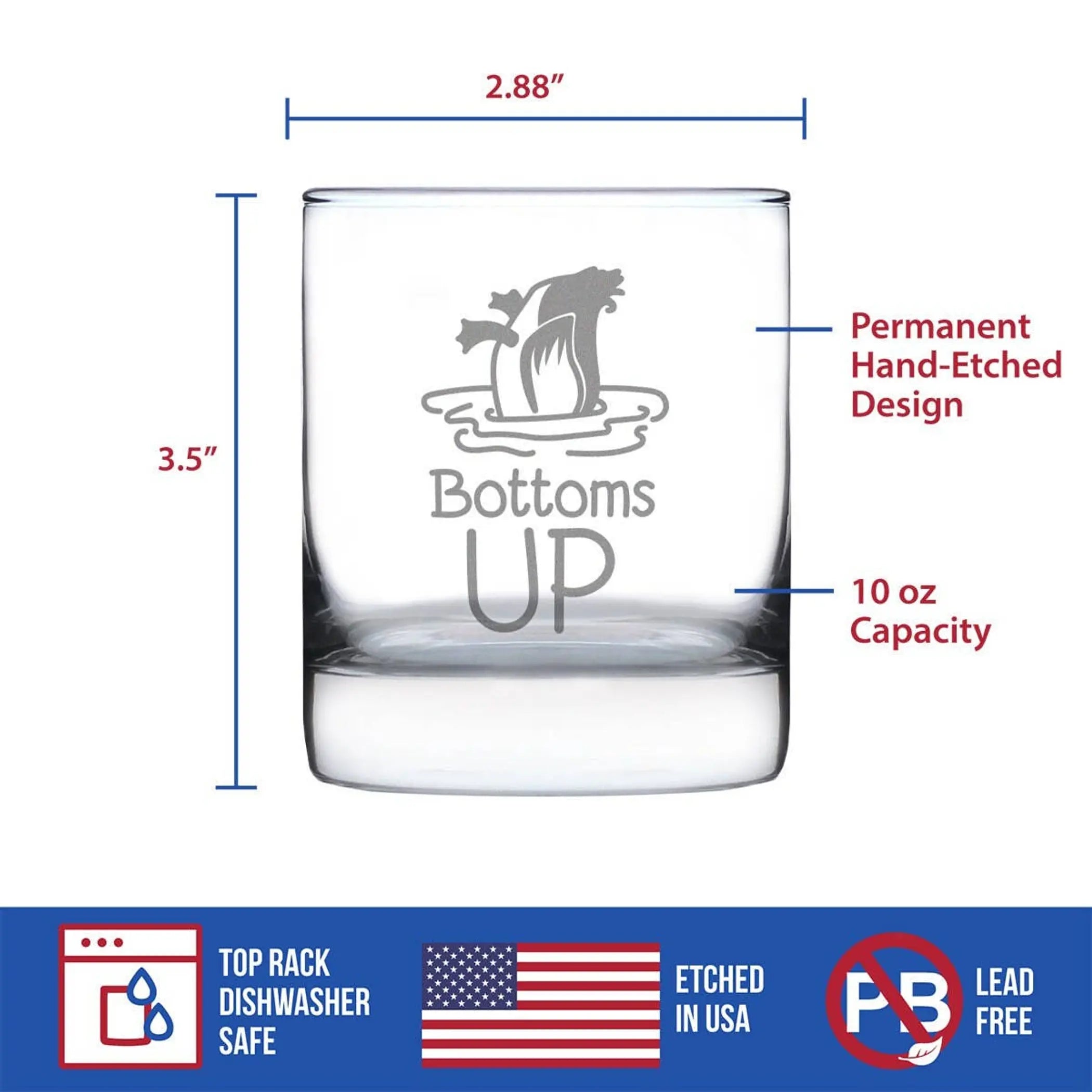 Bottoms Up Whiskey Rocks Glass - Funny Duck Gifts and Decor Bevvee