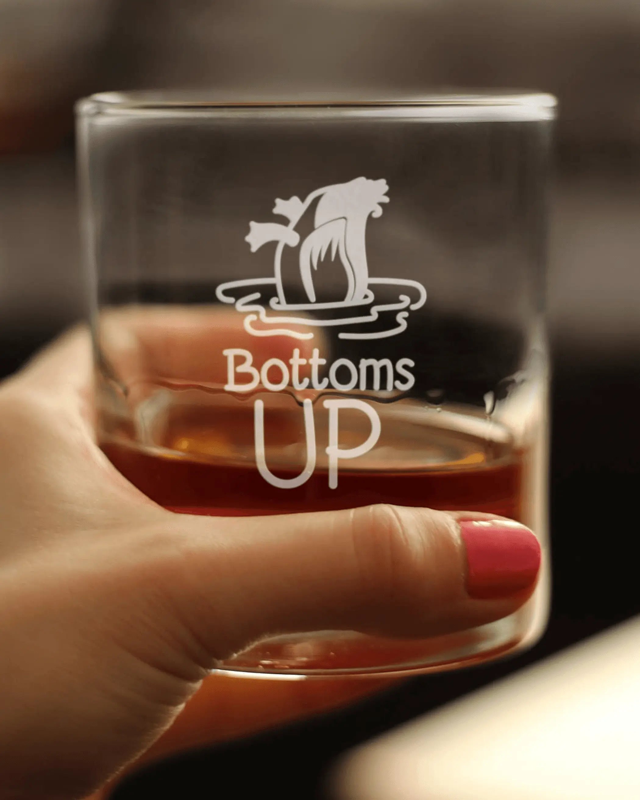 Bottoms Up Whiskey Rocks Glass - Funny Duck Gifts and Decor Bevvee