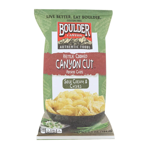 Boulder Canyon - Kettle Cooked Canyon Cut Potato Chips -sour Cream & Chives - Case Of 12 - 6.5 Oz Boulder Canyon Natural Foods
