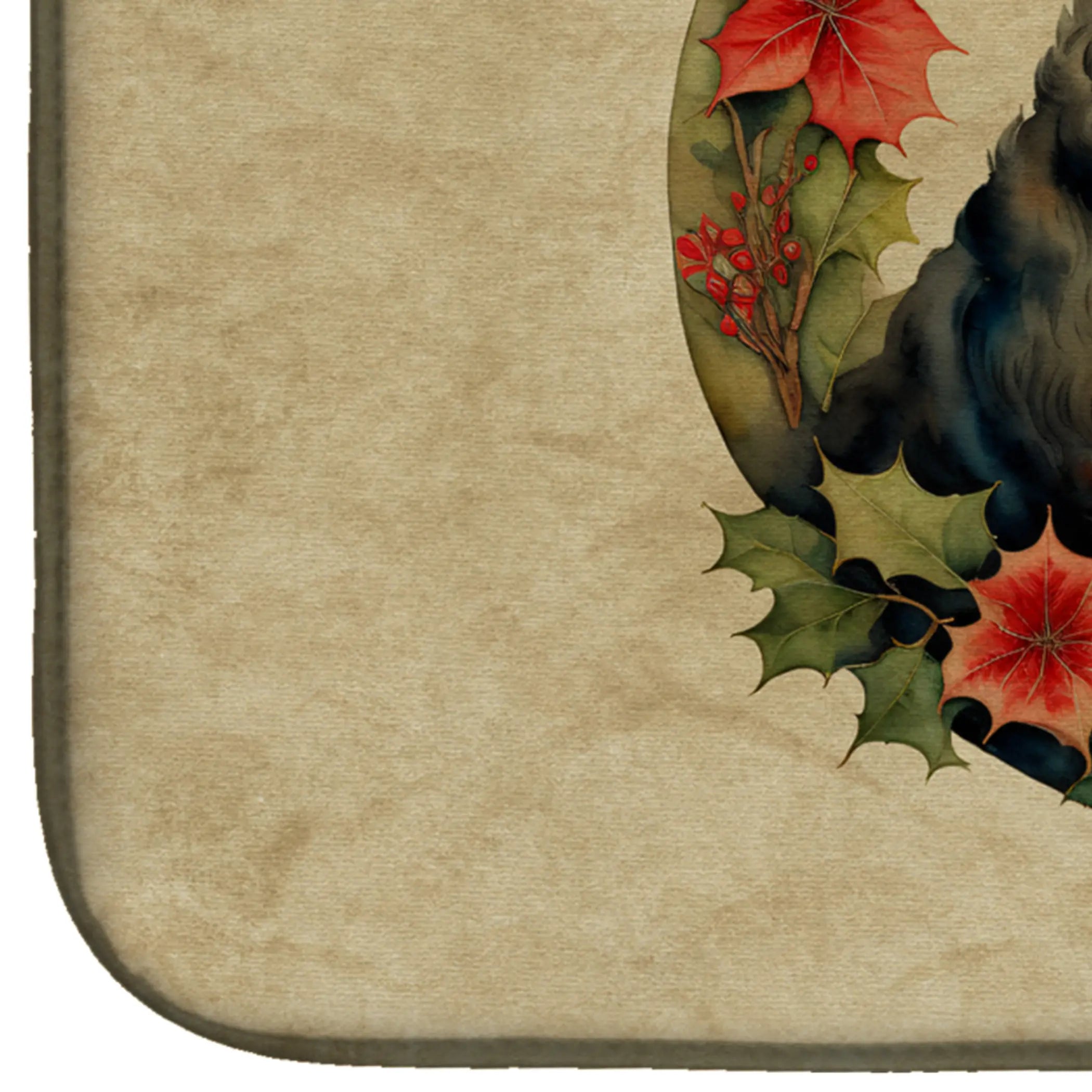 Bouvier des Flandres Christmas Flowers Dish Drying Mat Caroline's Treasures