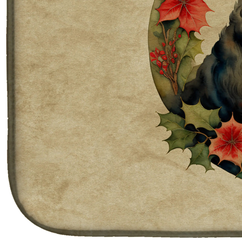 Bouvier des Flandres Christmas Flowers Dish Drying Mat Caroline's Treasures