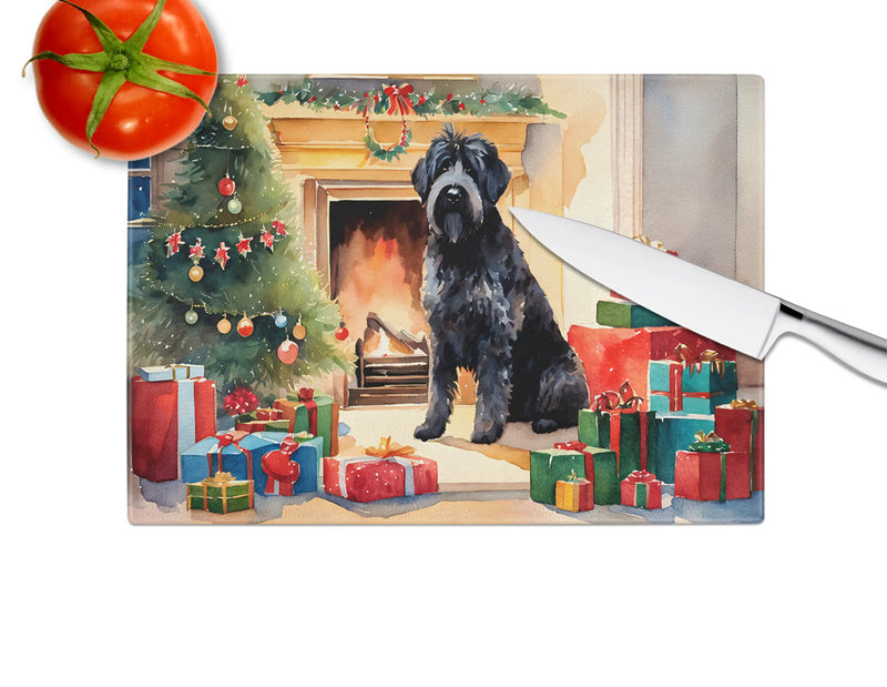 Bouvier des Flandres Cozy Christmas Glass Cutting Board Caroline's Treasures