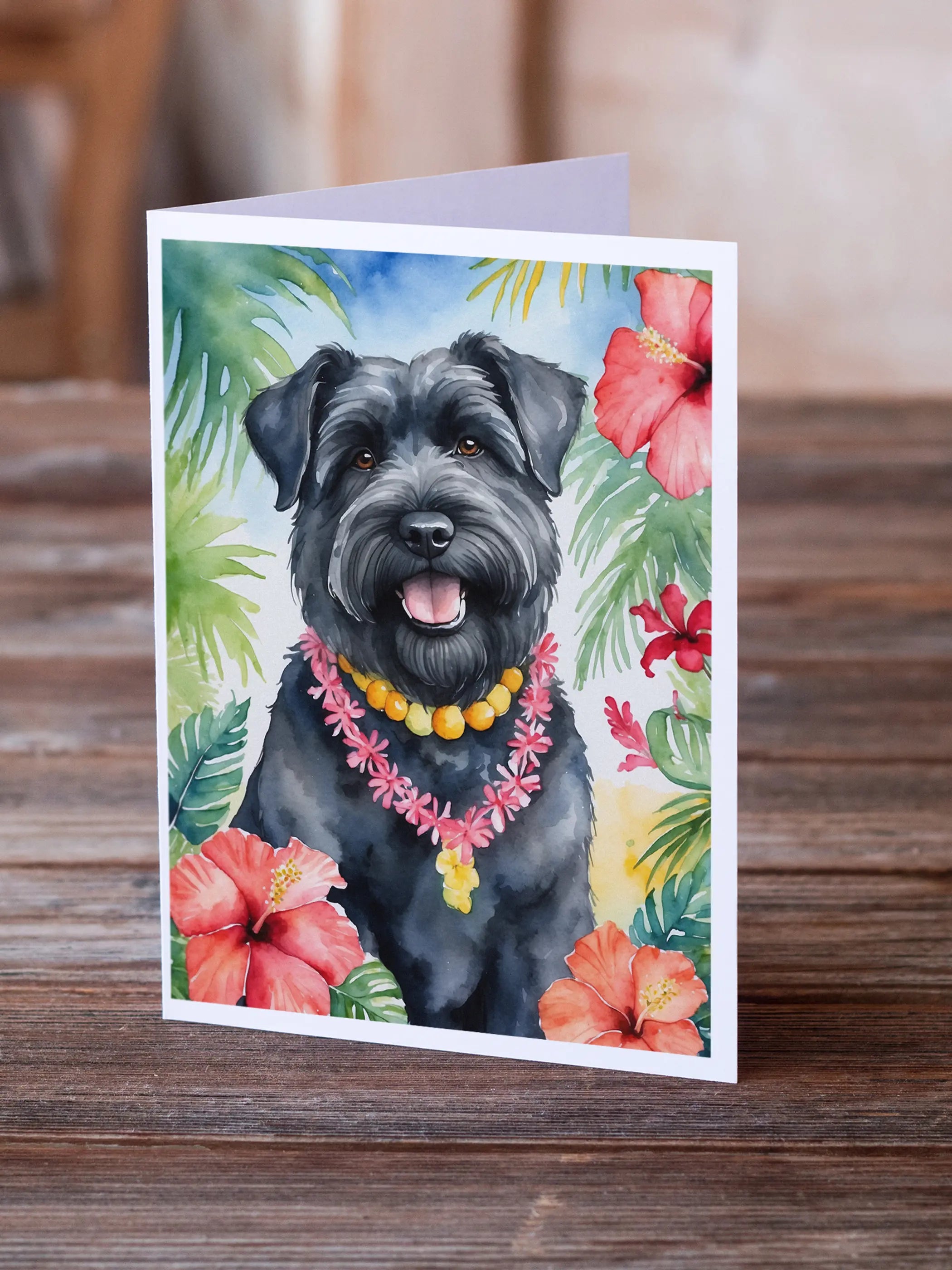 Bouvier des Flandres Luau Greeting Cards Pack of 8 Caroline's Treasures