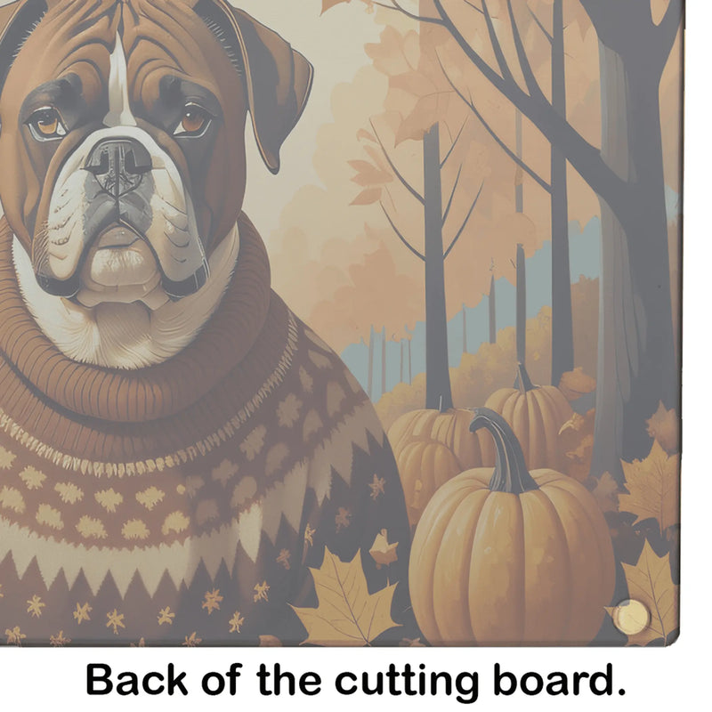 Boxer Fall Glass Cutting Board Caroline's Treasures