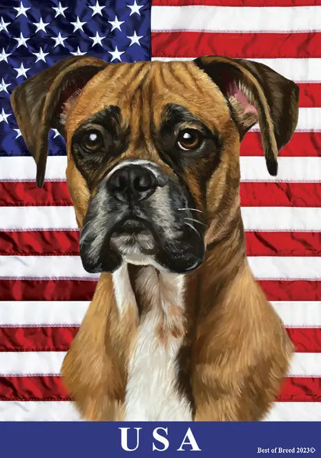 Boxer Fawn Uncropped - Best of Breed All-American II Outdoor Flag Best of Breed
