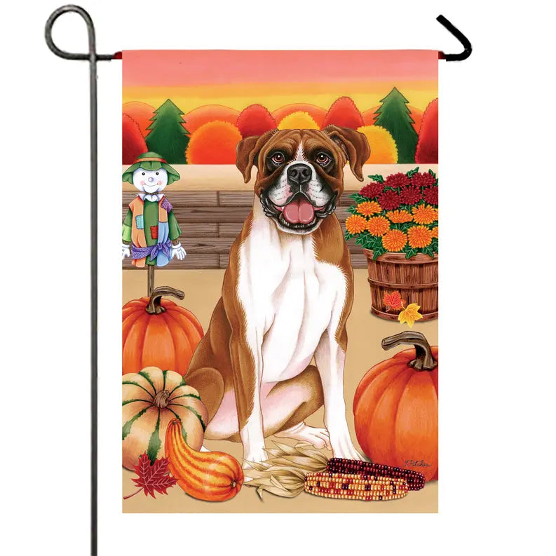 Boxer Fawn Uncropped - Best of Breed Autumn Harvest Outdoor Flag Best of Breed