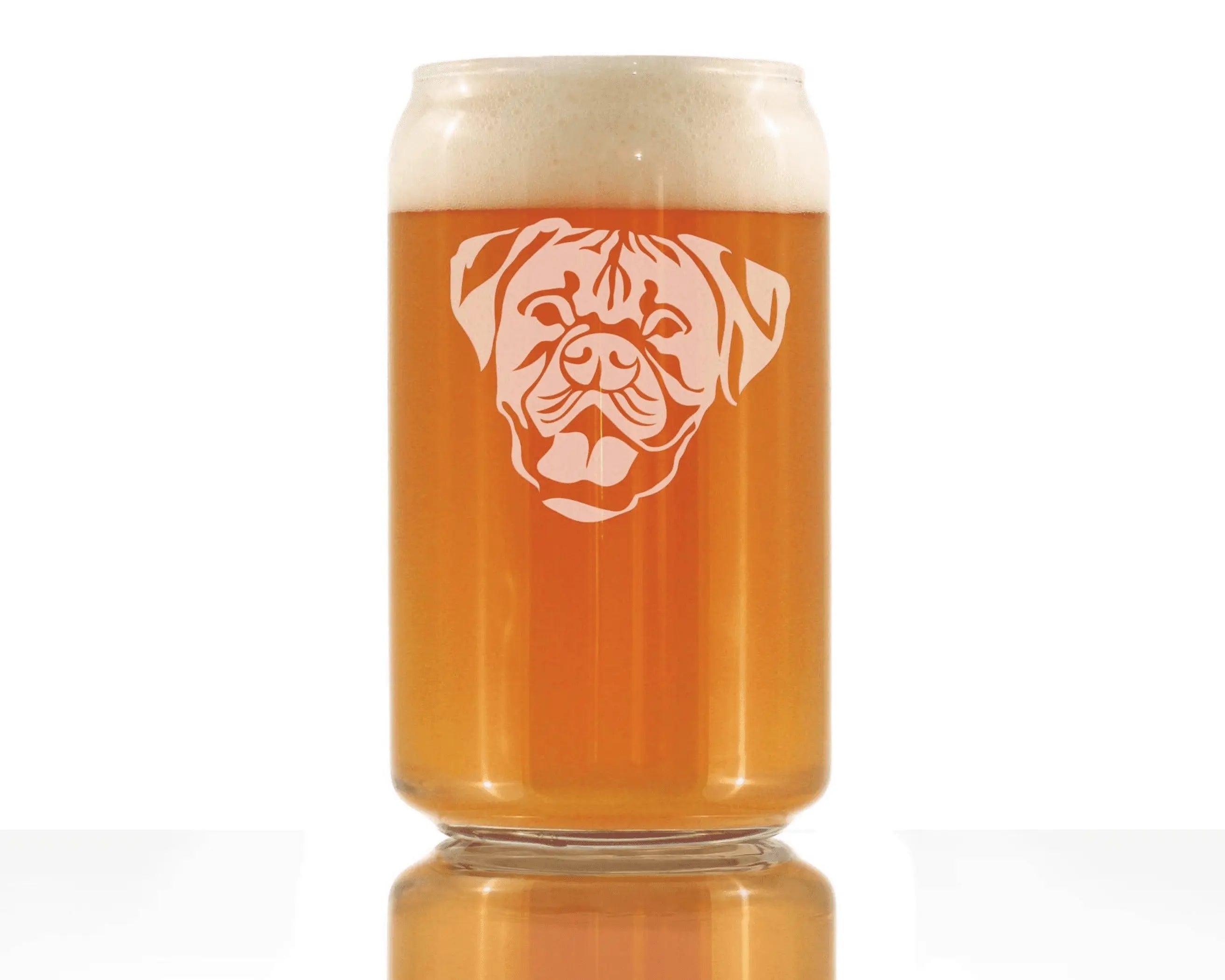 Boxer - Natural Ears Beer Can Pint Glass - Boxer Dogs Gifts Bevvee