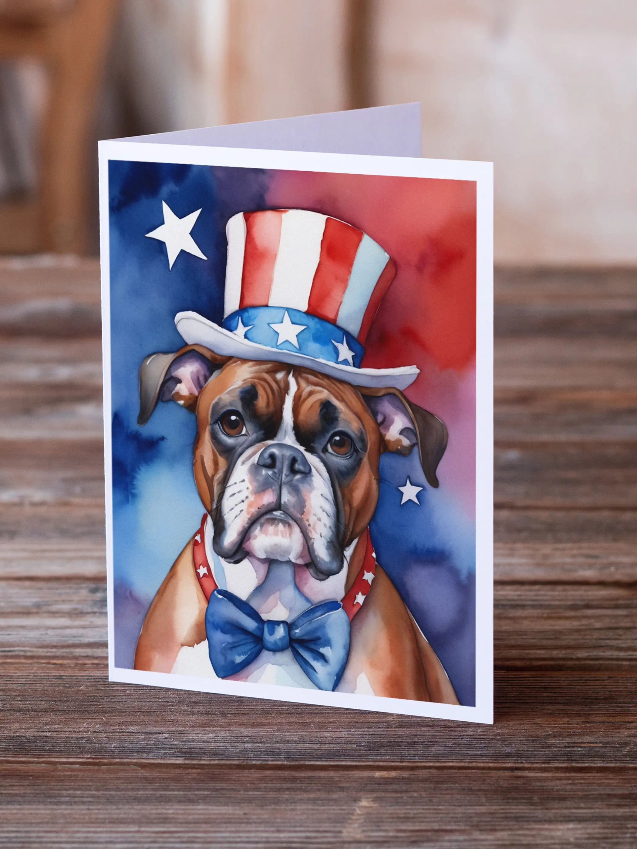 Boxer Patriotic American Greeting Cards Pack of 8 Caroline's Treasures