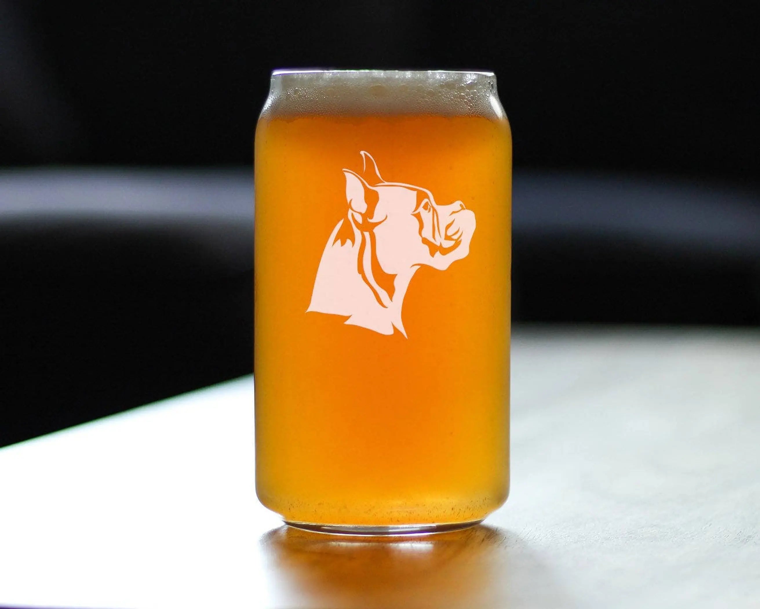 Boxer - Pointed Ears Beer Can Pint Glass - Boxer Dogs Gifts Bevvee