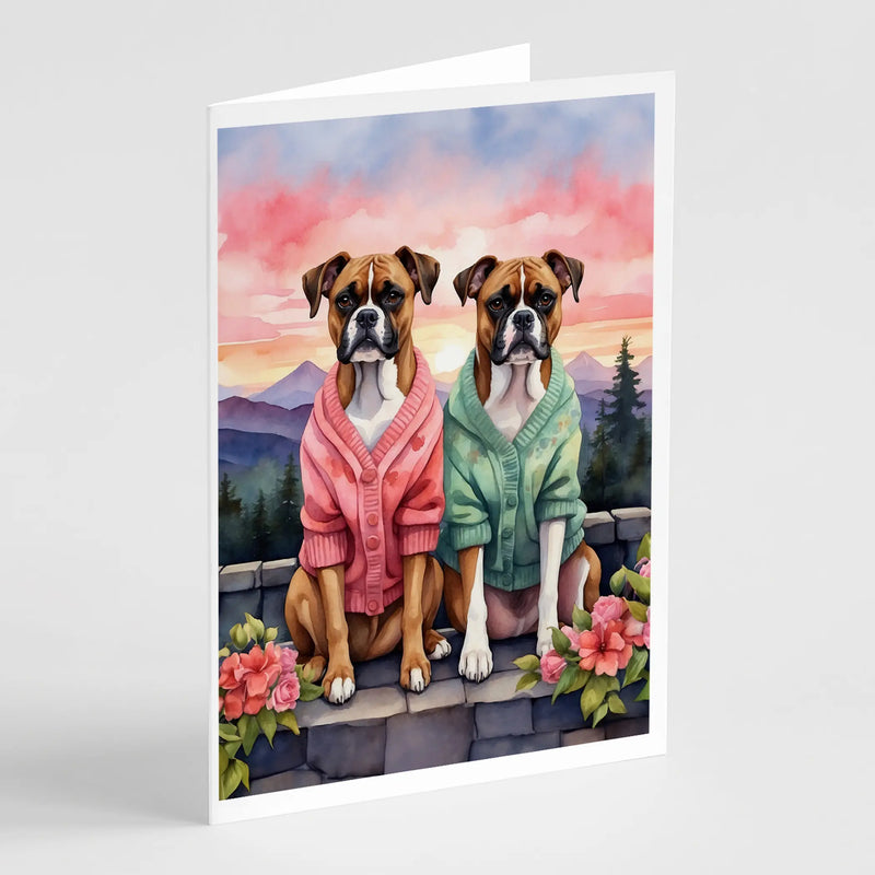 Boxer Two Hearts Greeting Cards Pack of 8 Caroline's Treasures