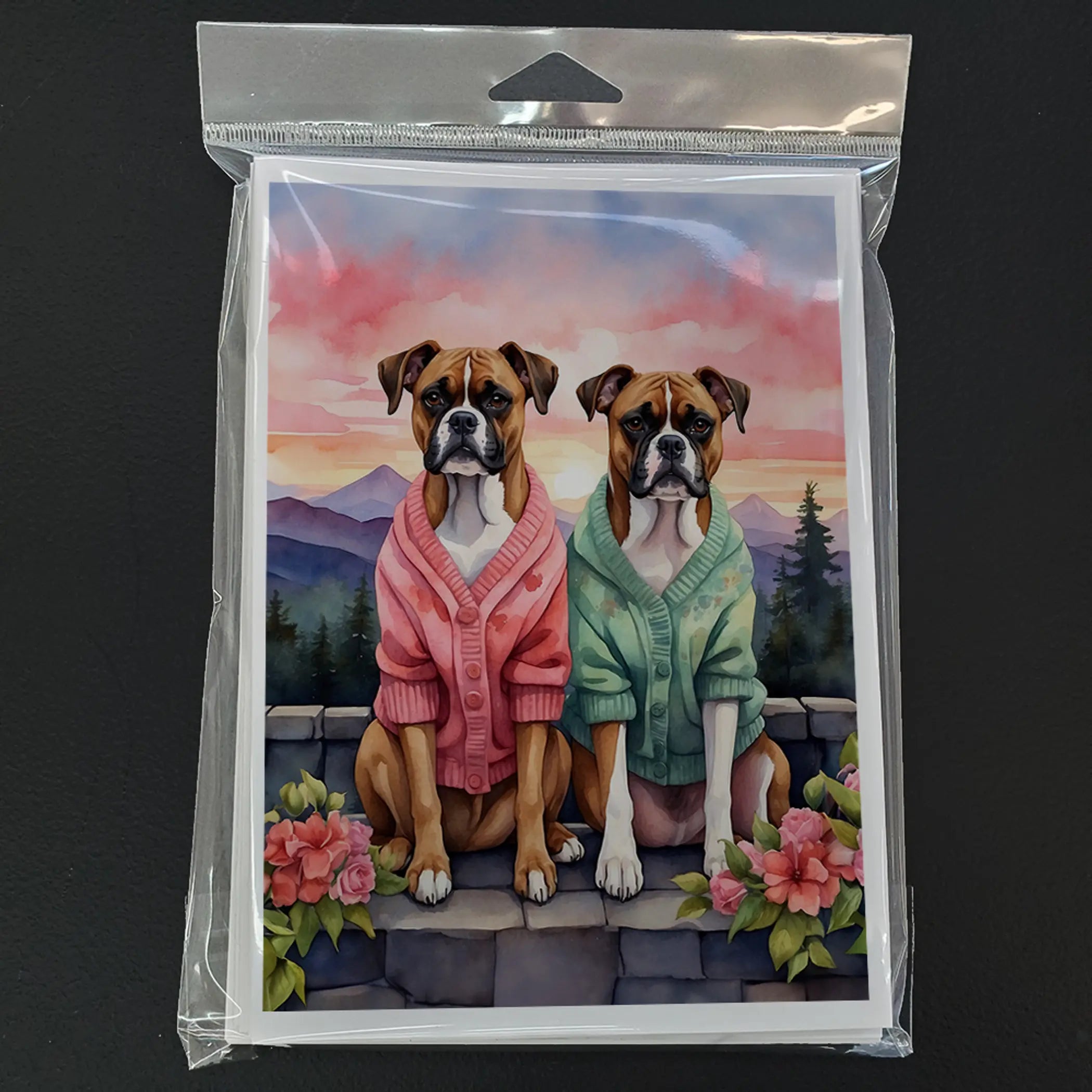 Boxer Two Hearts Greeting Cards Pack of 8 Caroline's Treasures