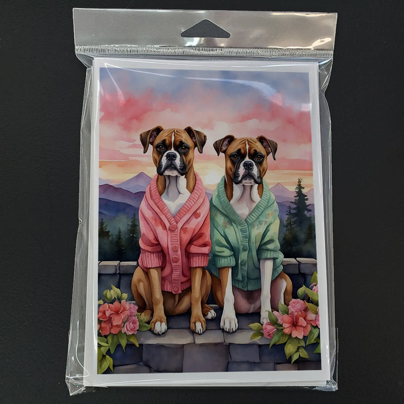 Boxer Two Hearts Greeting Cards Pack of 8 Caroline's Treasures