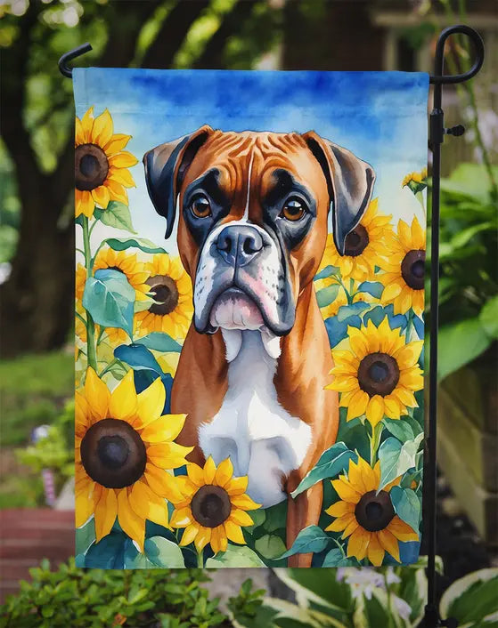 Boxer in Sunflowers Garden Flag Caroline's Treasures