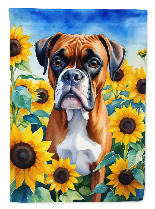 Boxer in Sunflowers Garden Flag Caroline's Treasures