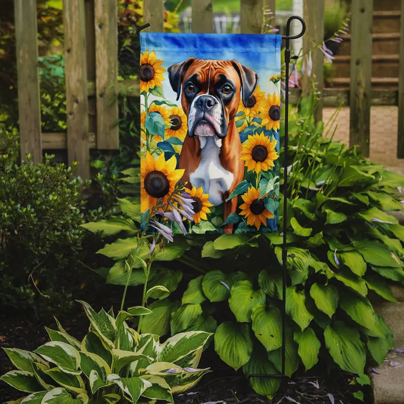 Boxer in Sunflowers Garden Flag Caroline's Treasures