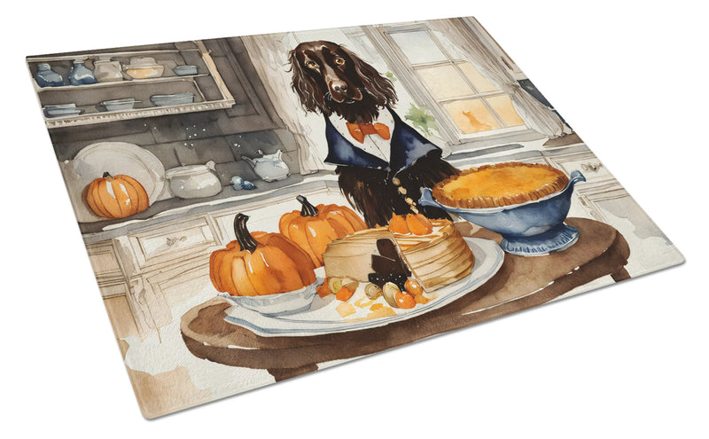 Boykin Spaniel Fall Kitchen Pumpkins Glass Cutting Board Caroline's Treasures