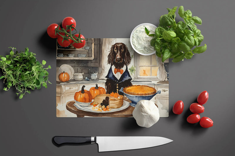 Boykin Spaniel Fall Kitchen Pumpkins Glass Cutting Board Caroline's Treasures