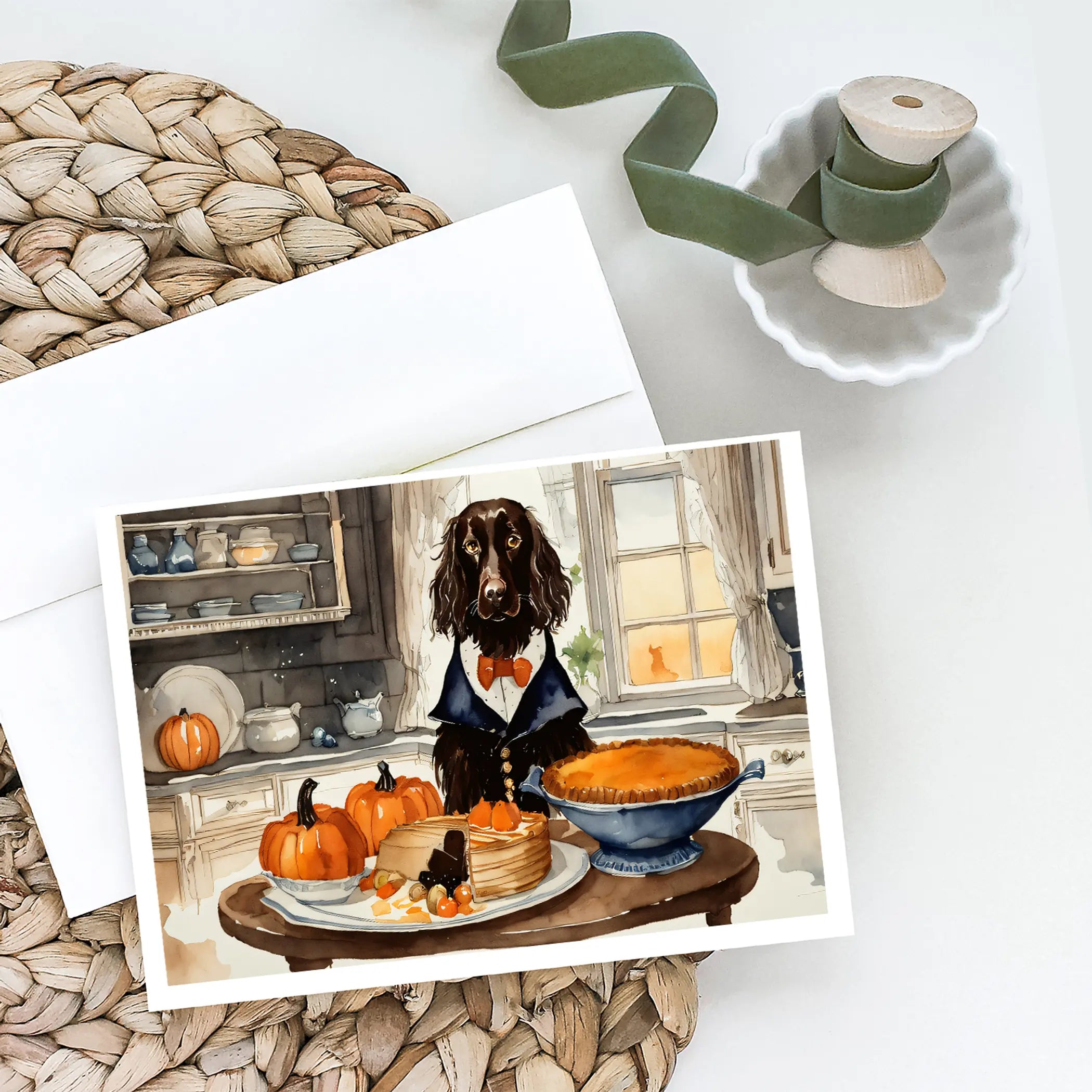 Boykin Spaniel Fall Kitchen Pumpkins Greeting Cards Pack of 8 Caroline's Treasures