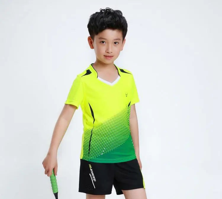 Boys Badminton Sets , children tennis clothes , badminton Suit for kids , table Shirt + Shorts Set , Cool table tennis clothing