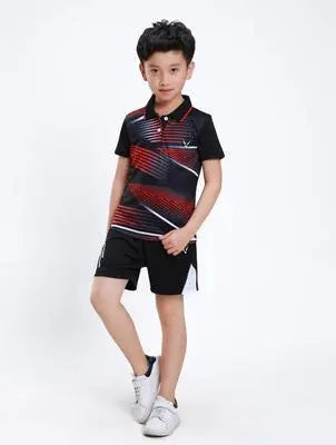 Boys Badminton Sets , children tennis clothes , badminton Suit for kids , table Shirt + Shorts Set , Cool table tennis clothing