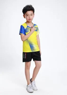 Boys Badminton Sets , children tennis clothes , badminton Suit for kids , table Shirt + Shorts Set , Cool table tennis clothing