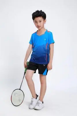 Boys Badminton Sets , children tennis clothes , badminton Suit for kids , table Shirt + Shorts Set , Cool table tennis clothing