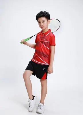 Boys Badminton Sets , children tennis clothes , badminton Suit for kids , table Shirt + Shorts Set , Cool table tennis clothing