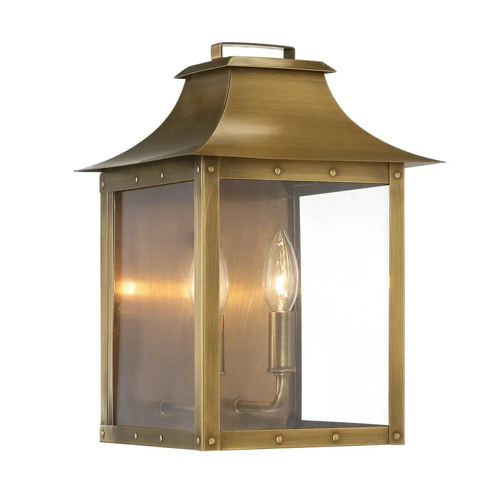 Brass And Clear Two Light Transparent Dimmable Outdoor Hanging Lights With Brass And Clear Shades Homeroots Outdoor