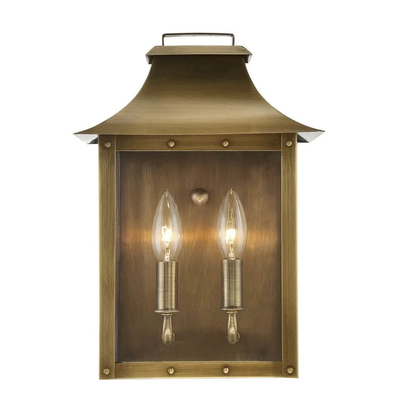 Brass And Clear Two Light Transparent Dimmable Outdoor Hanging Lights With Brass And Clear Shades Homeroots Outdoor