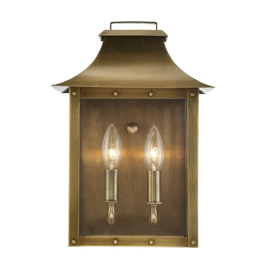 Brass And Clear Two Light Transparent Dimmable Outdoor Hanging Lights With Brass And Clear Shades Homeroots Outdoor