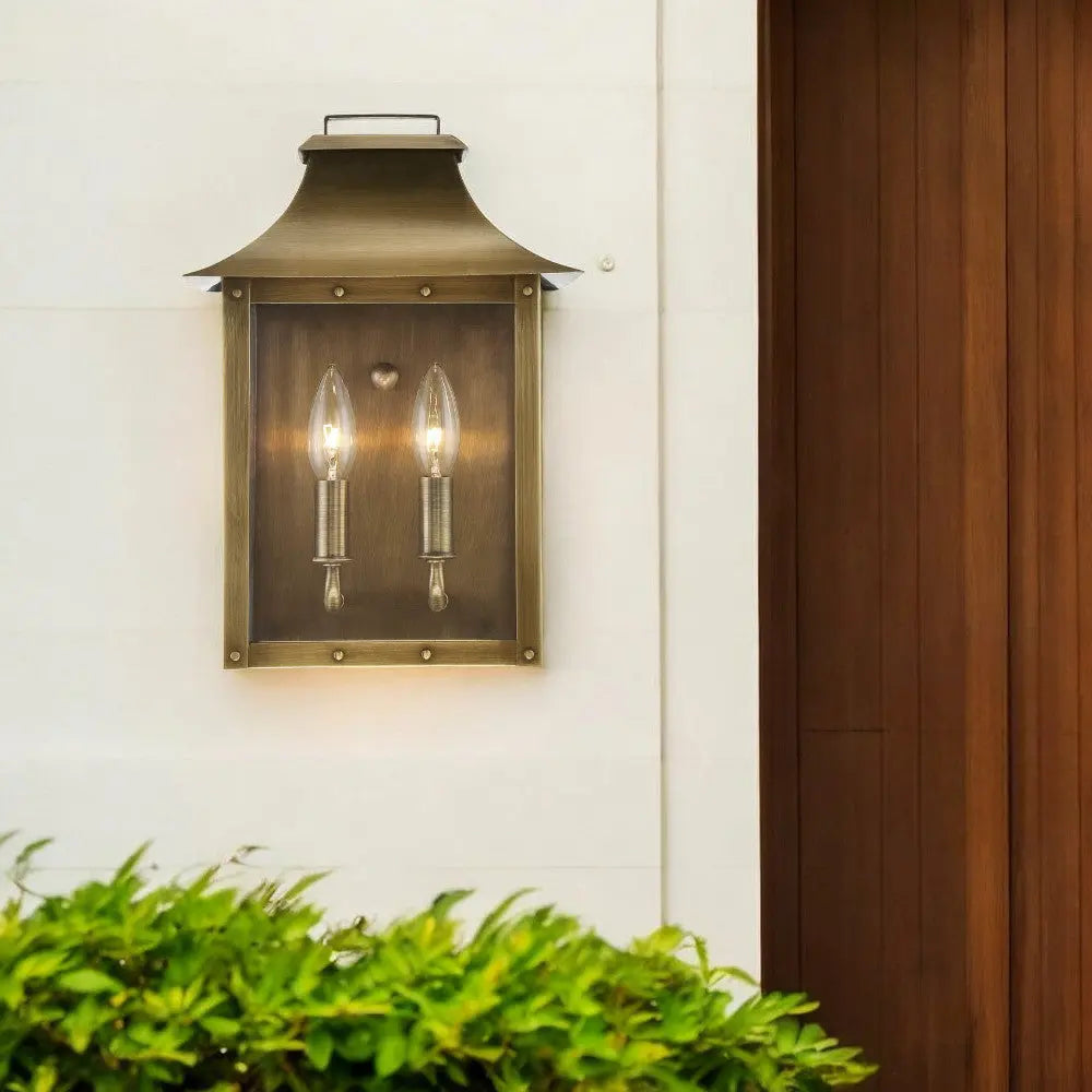 Brass And Clear Two Light Transparent Dimmable Outdoor Hanging Lights With Brass And Clear Shades Homeroots Outdoor
