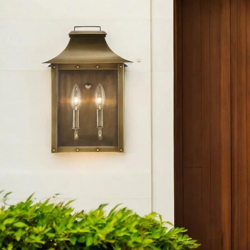 Brass And Clear Two Light Transparent Dimmable Outdoor Hanging Lights With Brass And Clear Shades Homeroots Outdoor