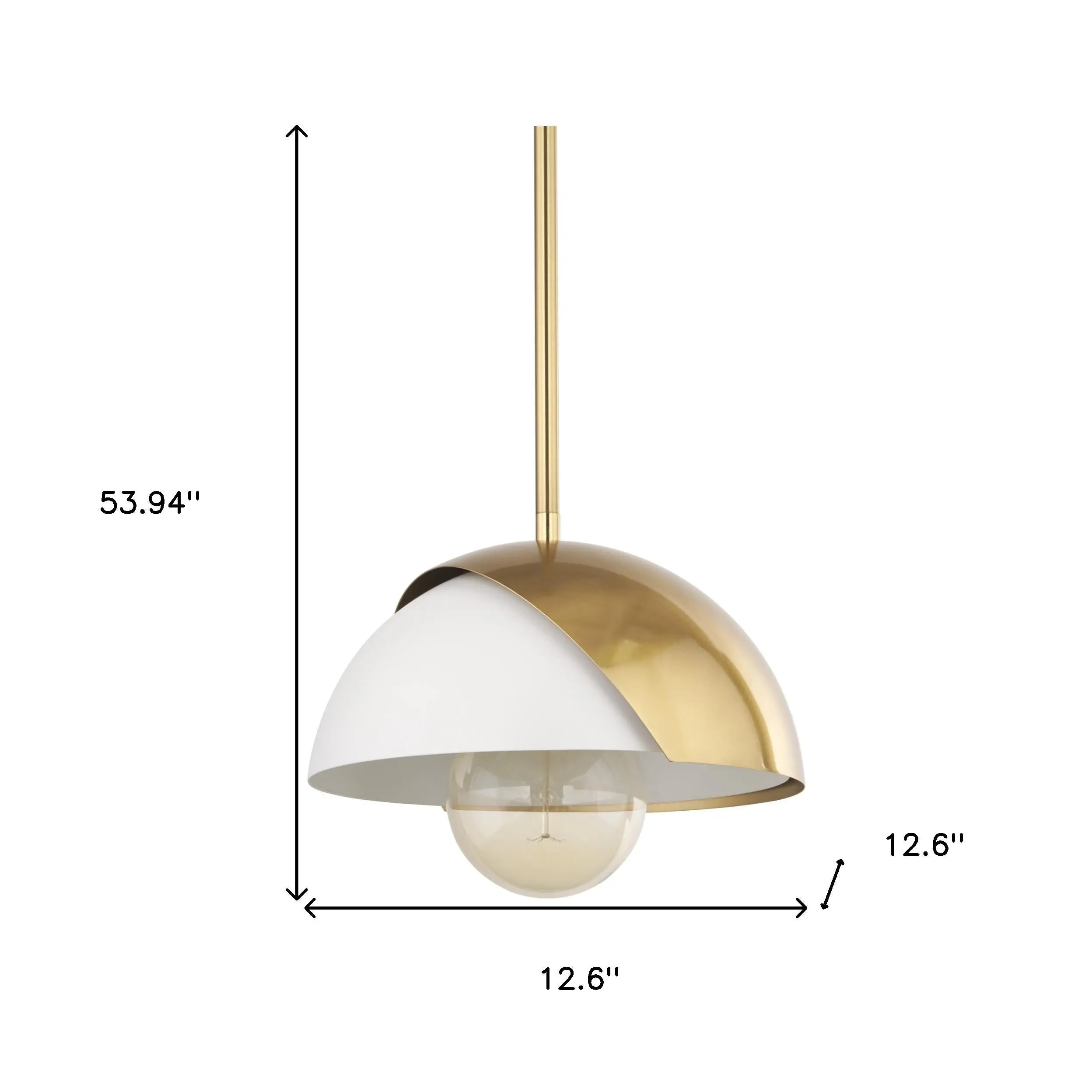 Brass And White Single Metal Dimmable Ceiling Light With White Shades Homeroots Lighting