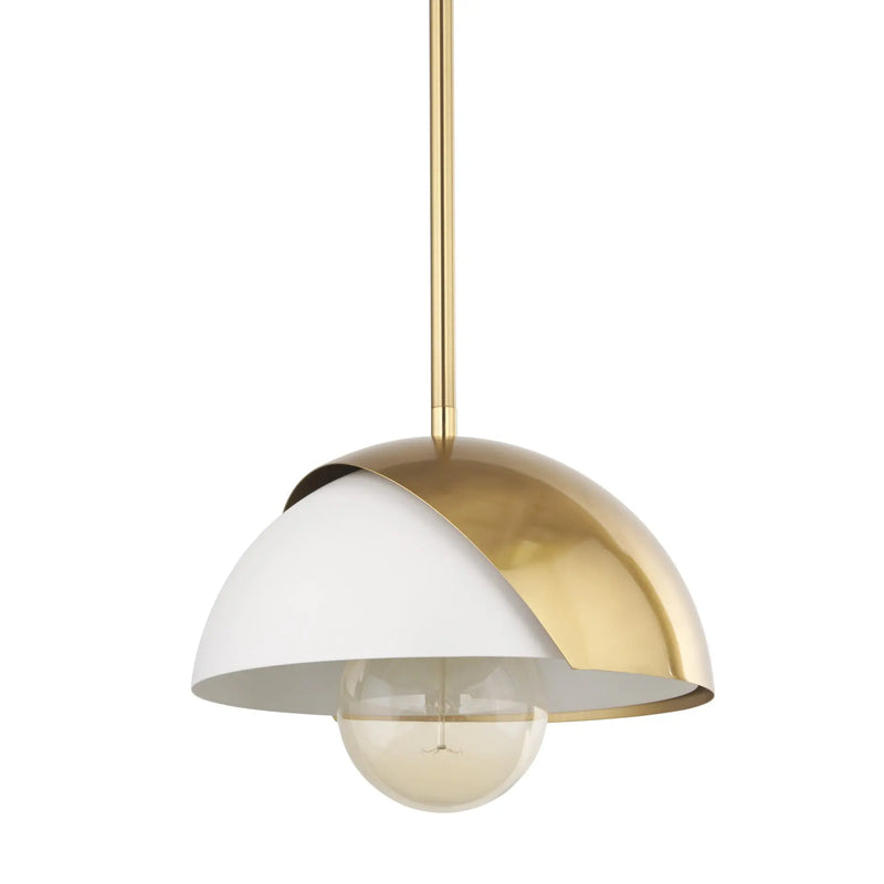 Brass And White Single Metal Dimmable Ceiling Light With White Shades Homeroots Lighting