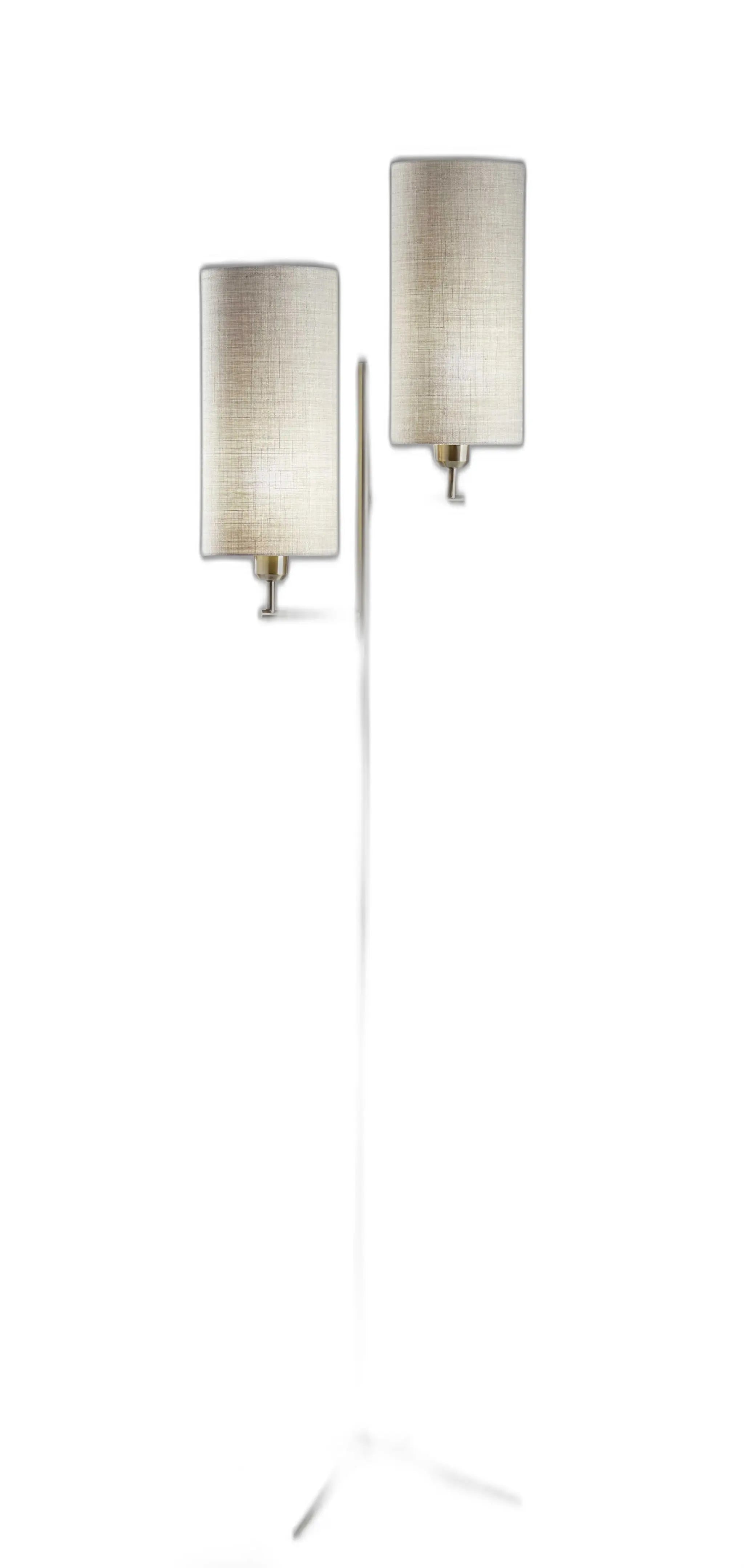 Brass Metal Two Light Novelty Floor Lamp With White Fabric Drum Shade Homeroots Lighting