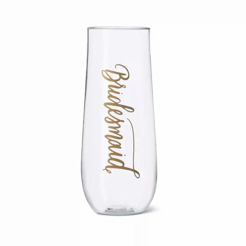 Bride/Bridesmaid Durable Plastic Stemless Champagne Glass 11 oz. Samantha Margaret