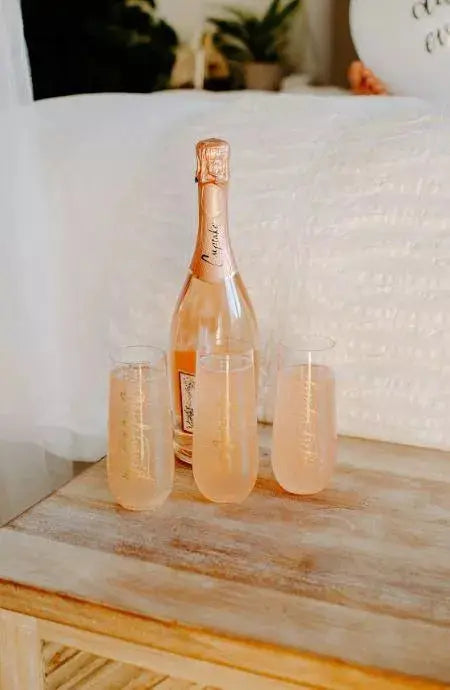 Bride/Bridesmaid Durable Plastic Stemless Champagne Glass 11 oz. Samantha Margaret