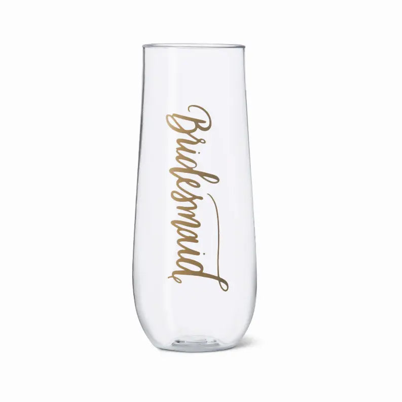 Bride/Bridesmaid Durable Plastic Stemless Champagne Glass 11 oz. Samantha Margaret